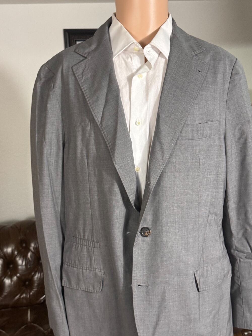 Brunello Cucinelli Gray Wool Silk Unstructured Blazer 44R